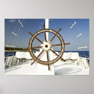 Boat steering wheel poster