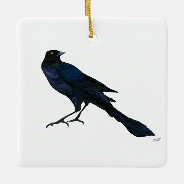 Boat-tailed Grackle Ceramic Ornament (Front)