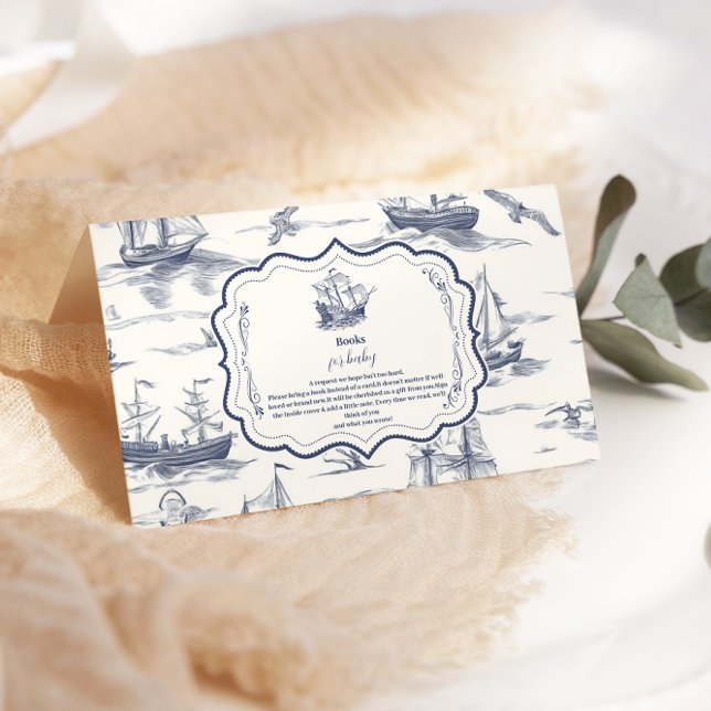 Boat  Toile Nautical Baby Shower Books for Baby Enclosure Card (Creator Uploaded)