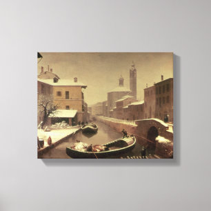 Boat under the Snow Canvas Print