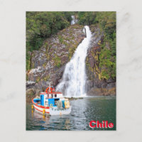 Boat & waterfall, Chile