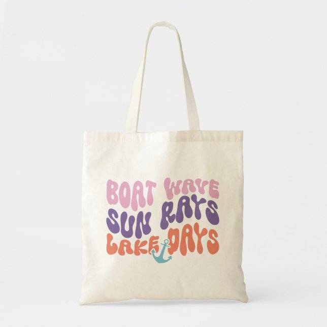 Boat Wave Sun Rays Lake Days Tote Bag (Front)