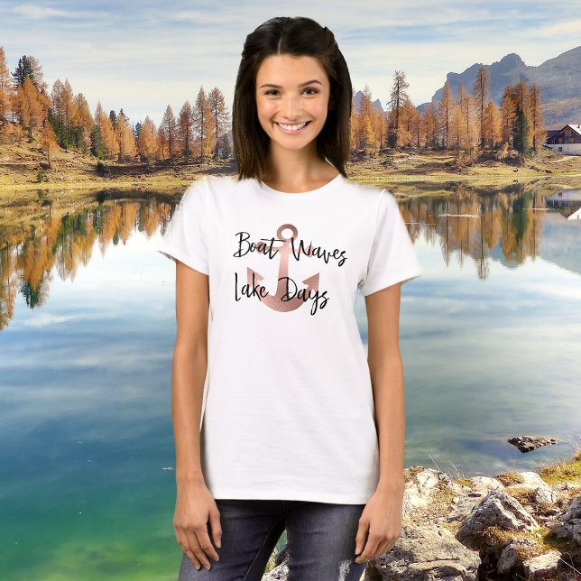 Boat Waves Lake Days Anchor Rose Gold T-Shirt (Creator Uploaded)