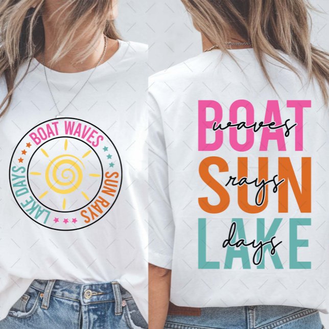 Boat Waves Sun Rays Lake Day Retro T-Shirt (Creator Uploaded)