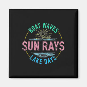 Boat Waves Sun Rays Lake Days Cute Retro 70s Summe Magnet