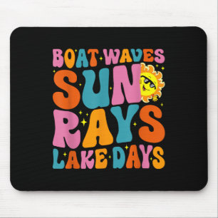 Boat Waves Sun Rays Lake Days Cute Retro 70s Summe Mouse Pad
