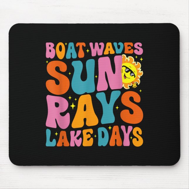 Boat Waves Sun Rays Lake Days Cute Retro 70s Summe Mouse Pad (Front)
