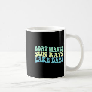 Boat Waves Sun Rays Lake Days Funny Retro Summer Coffee Mug