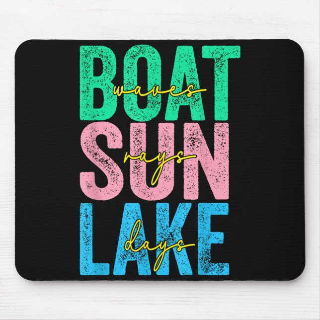 Boat Waves Sun Rays Lake Days Retro Beach Summer Mouse Pad (Front)