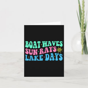 Boat Waves Sun Rays Lake Days Summer Vacation Retr Card