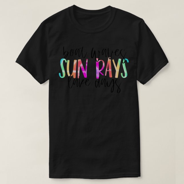 Boat Waves Sun Rays Lake Days Summer Vibes Summert T-Shirt (Design Front)