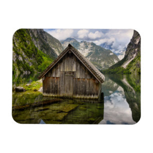 Boathouse in Obersee lake in Alps in Germany Magnet