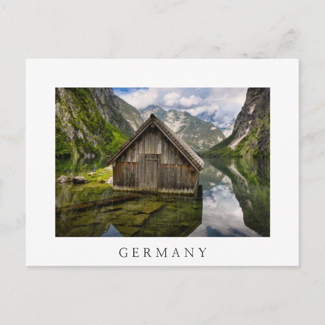 Boathouse in Obersee lake in Alps in Germany Postcard (Front)