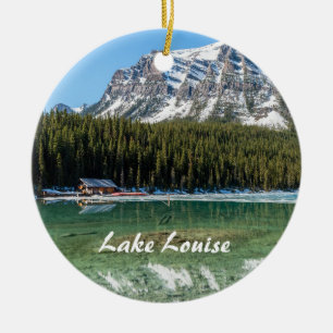 Boathouse next to Lake Louise - Banff, Canada Ceramic Tree Decoration
