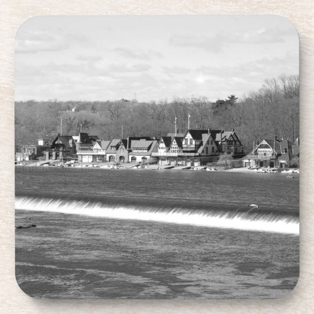 Boathouse Row winter b/w Coaster (Front)