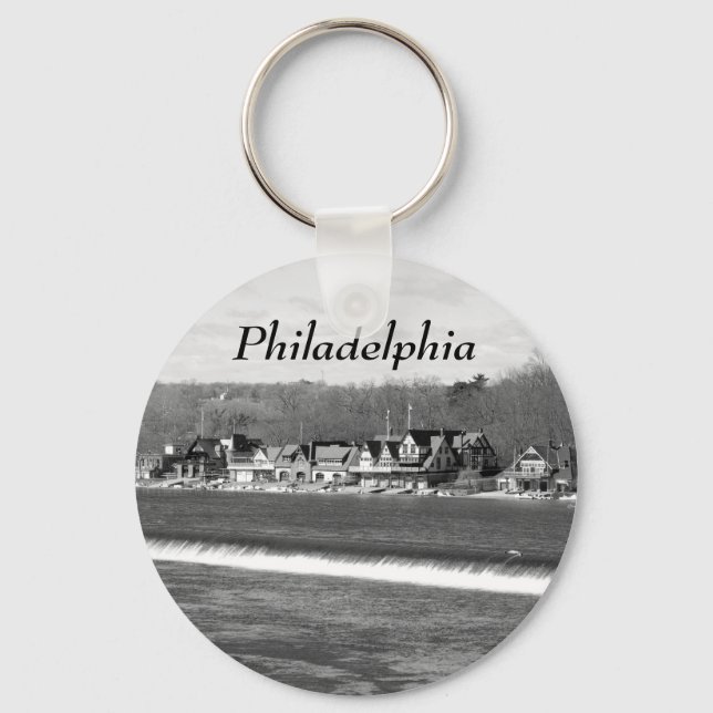 Boathouse Row winter b/w Key Ring (Front)