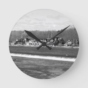 Boathouse Row winter b/w Round Clock