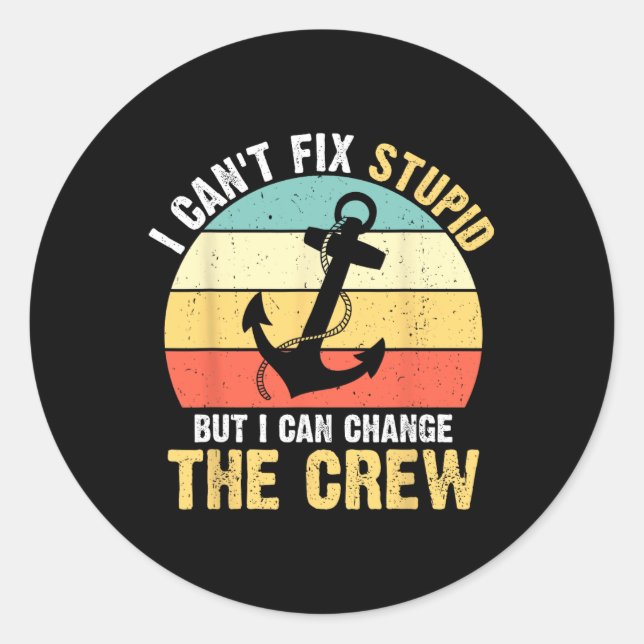 Boating Boat Captain  Classic Round Sticker (Front)