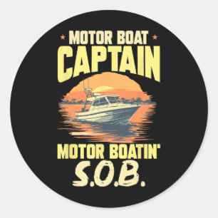 Boating Boat Captain Motor Boat Captain Motor Boat Classic Round Sticker