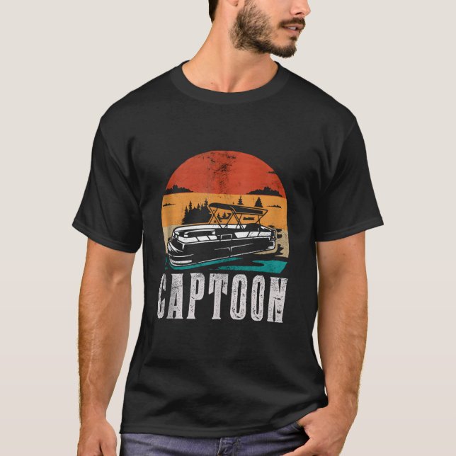 Boating Captoon Pontoon Tritoon Captain Pontoon Bo T-Shirt (Front)