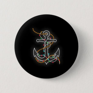 Boating Christmas Lights Anchor Santa Sailing Boat 6 Cm Round Badge