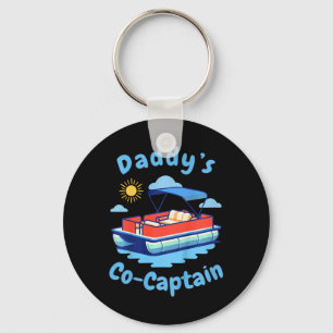 Boating Daddy's Co-captain Pontoon Boat Kid Father Key Ring