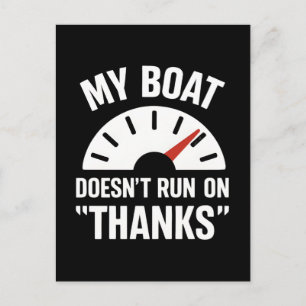 Boating Doesn't Run Thanks Funny Boat Captain Holiday Postcard