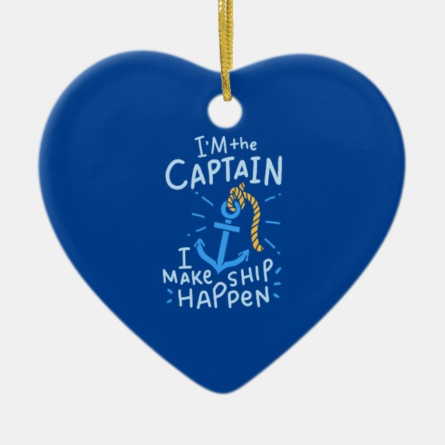 Boating - I'm The Captain Ceramic Tree Decoration (Front)