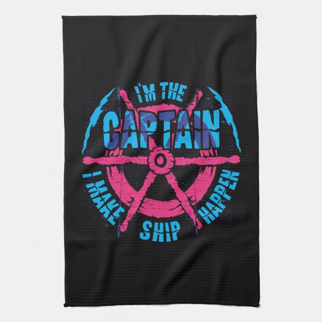 Boating - I'm The Captain Tea Towel (Vertical)