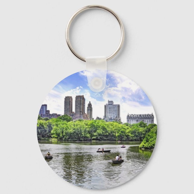 Boating in Central Park Key Ring (Front)
