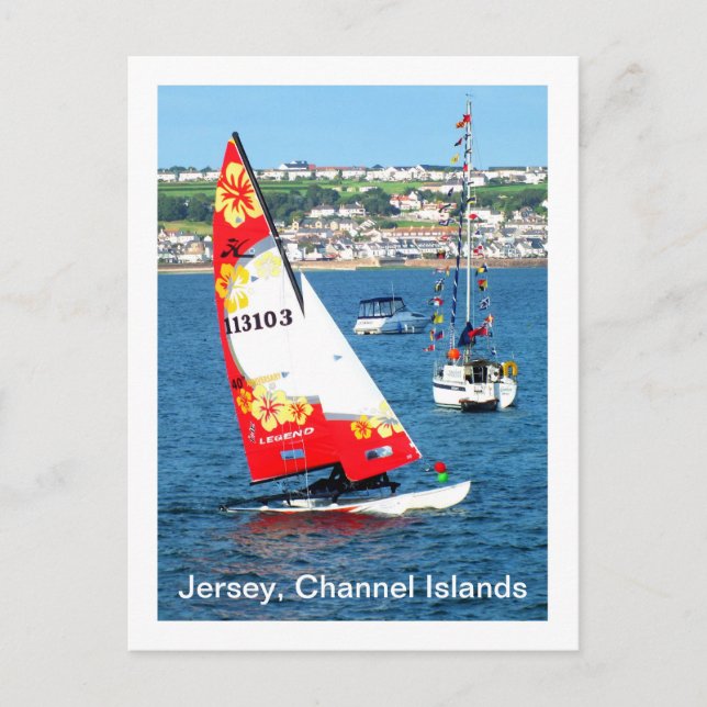 Boating in Jersey, Channel Islands Postcard (Front)