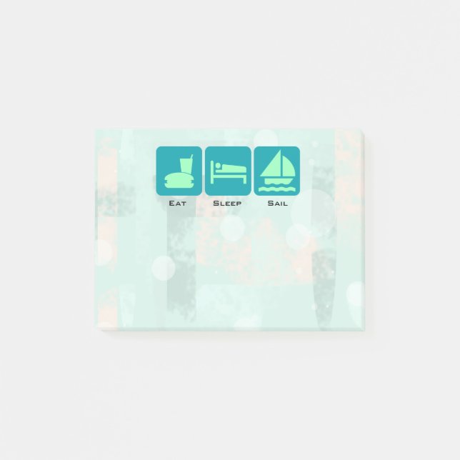 Boating Life - Eat Sleep Sail on Green Background Post-it Notes (Front)