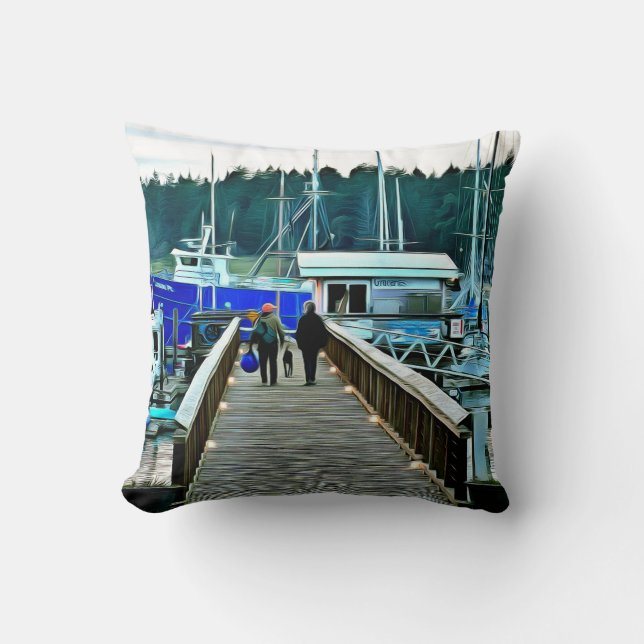 Boating Life on Lopez Island Throw Pillow (Front)