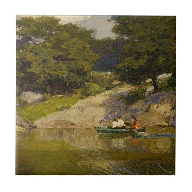 Boating on a Lake in Central Park (E.H. Potthast) Tile (Front)