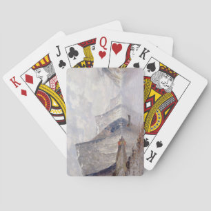 Boating on a Norwegian Fjord (oil on canvas) Playing Cards