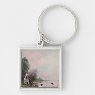 Boating on the River, 19th century Key Ring