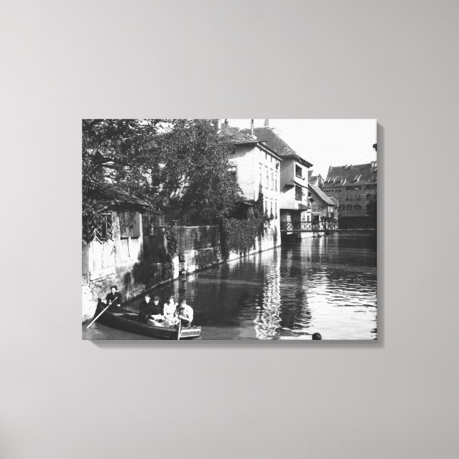Boating on the river Gera at Erfurt Canvas Print (Front)