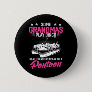 Boating Party Funny Grandmas Relax On A Pontoon Bo 6 Cm Round Badge