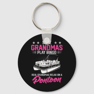 Boating Party Funny Grandmas Relax On A Pontoon Bo Key Ring