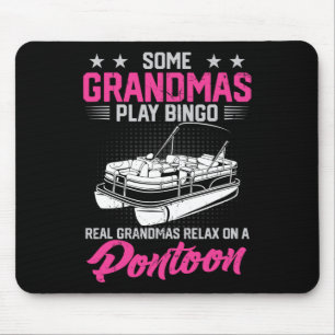Boating Party Funny Grandmas Relax On A Pontoon Bo Mouse Pad