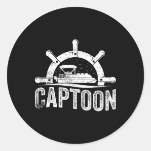 Boating Pontoon Captain Pontoon Boat Captoon  Classic Round Sticker