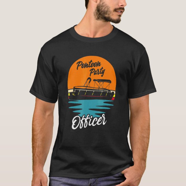 Boating Pontoon Party Pontoon Party Retro Sunset B T-Shirt (Front)
