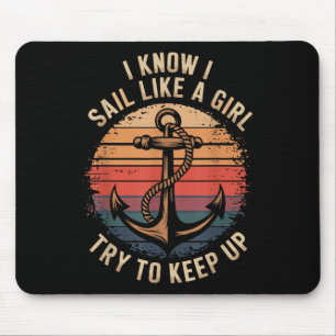 Boating Sailboat Captain And Sailing Boat Sailor Mouse Pad
