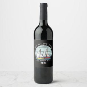 Boating Sailing Custom Family Summer Vacation Wine Label