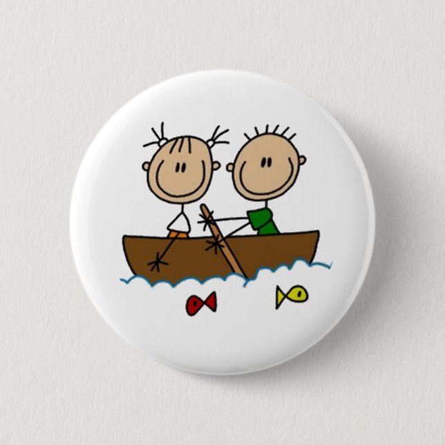Boating Stick Figures 6 Cm Round Badge (Front)