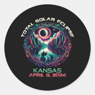 Boating Total Solar Eclipse Kansas KS 1 Classic Round Sticker