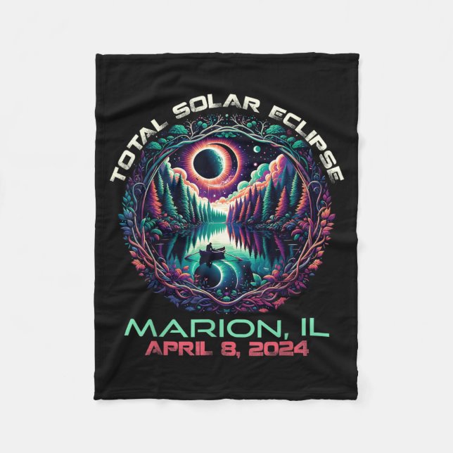 Boating Total Solar Eclipse Marion Illinois 1 Fleece Blanket (Front)