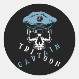 Boating Tritoon Captain Flatboat Life Pontoon For  Classic Round Sticker