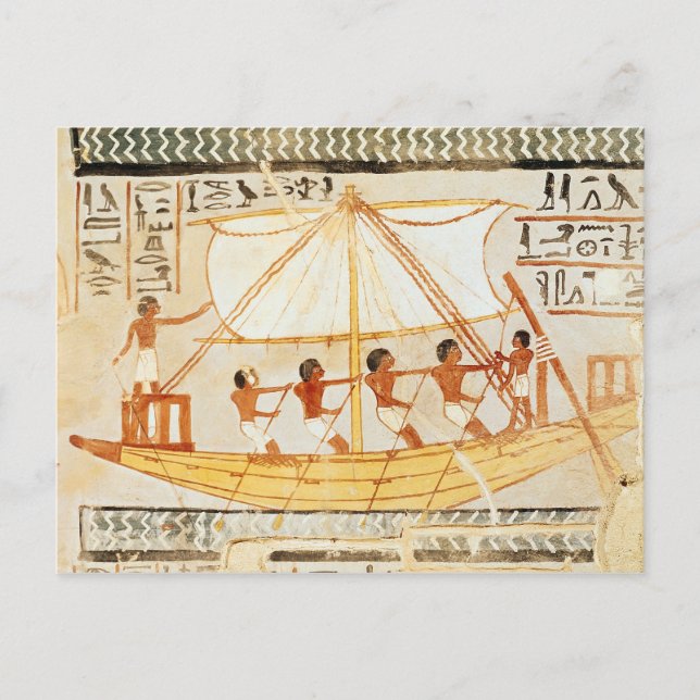 Boatmen on the Nile, from the Tomb of Sennefe Postcard (Front)