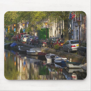 Boats and buildings along the canal belt, mouse pad